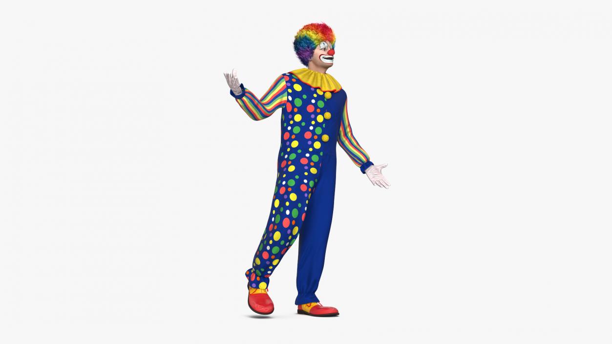 3D Circus Clown Costume Standing Pose Fur model