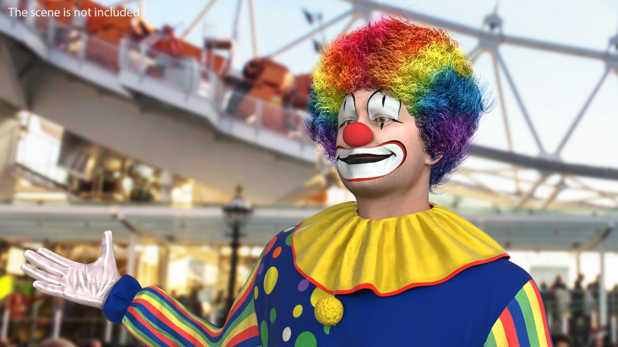 3D Circus Clown Costume Standing Pose Fur model