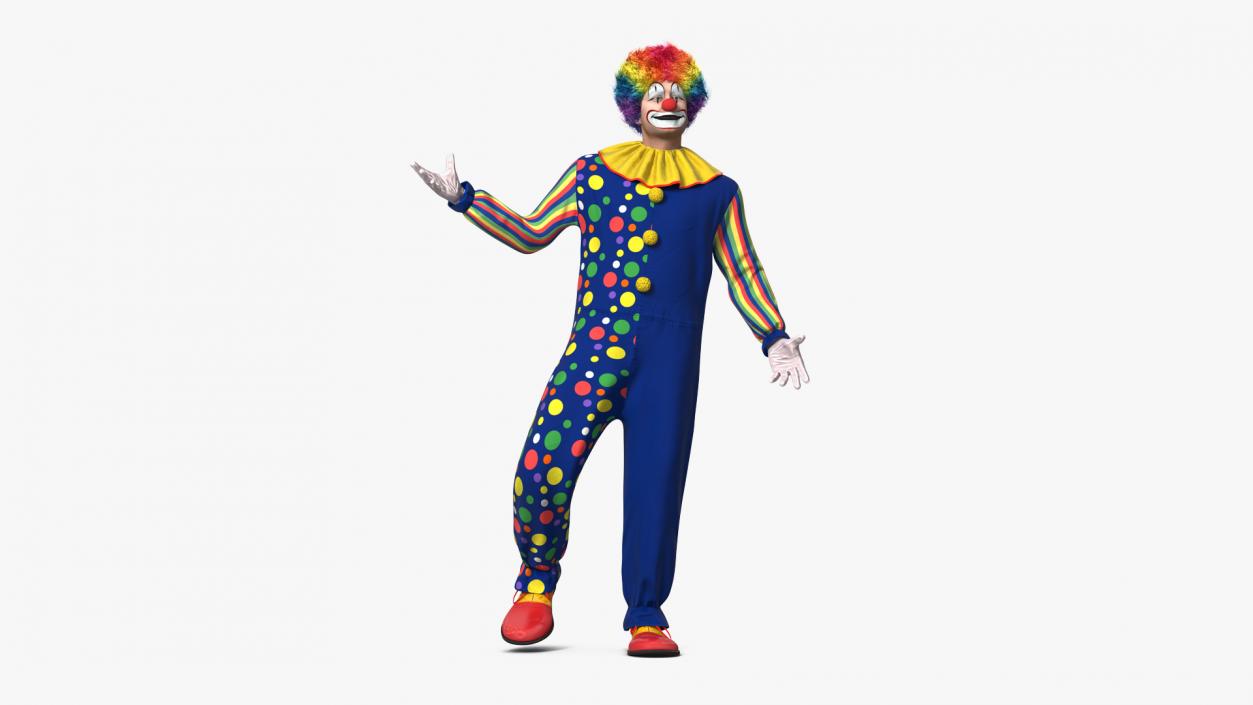 3D Circus Clown Costume Standing Pose Fur model