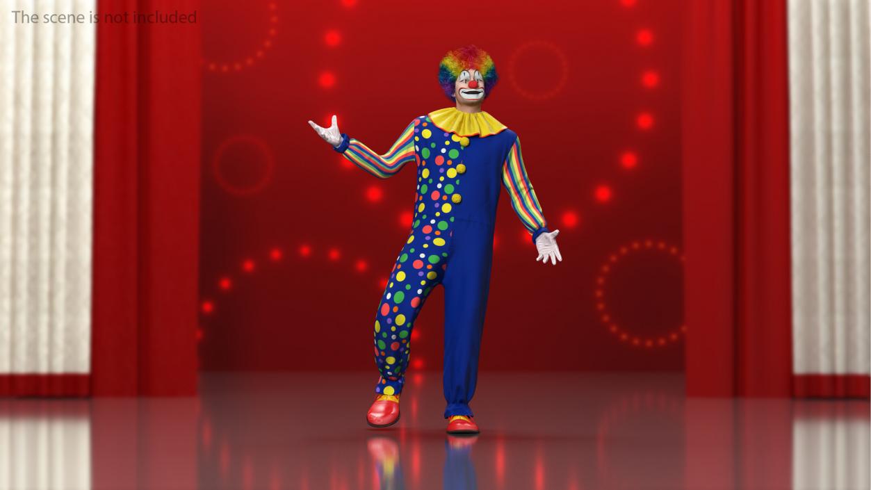 3D Circus Clown Costume Standing Pose Fur model