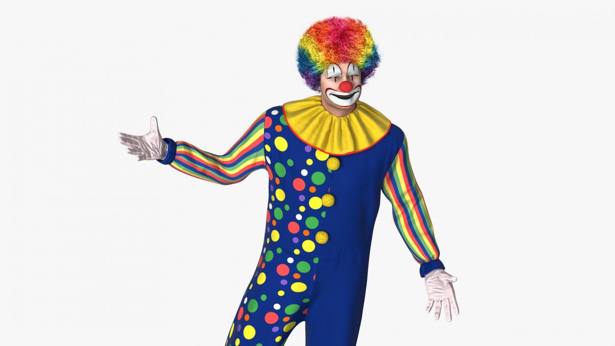 3D Circus Clown Costume Standing Pose Fur model