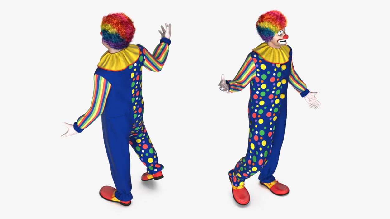 3D Circus Clown Costume Standing Pose Fur model