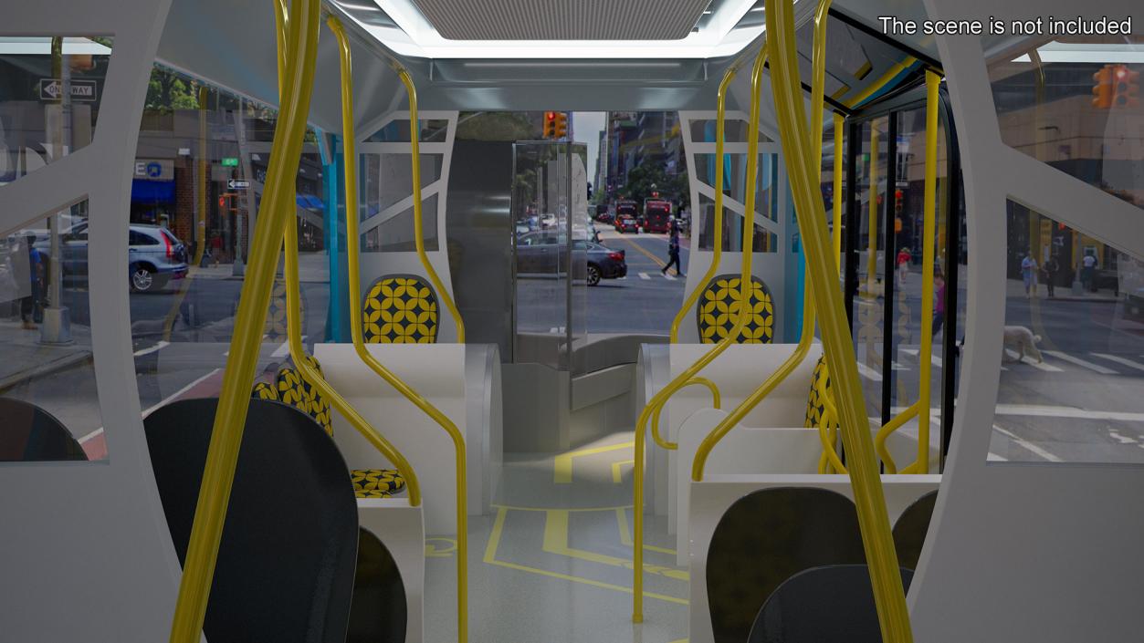 3D Futuristic Public Transportation Bus with Station Rigged