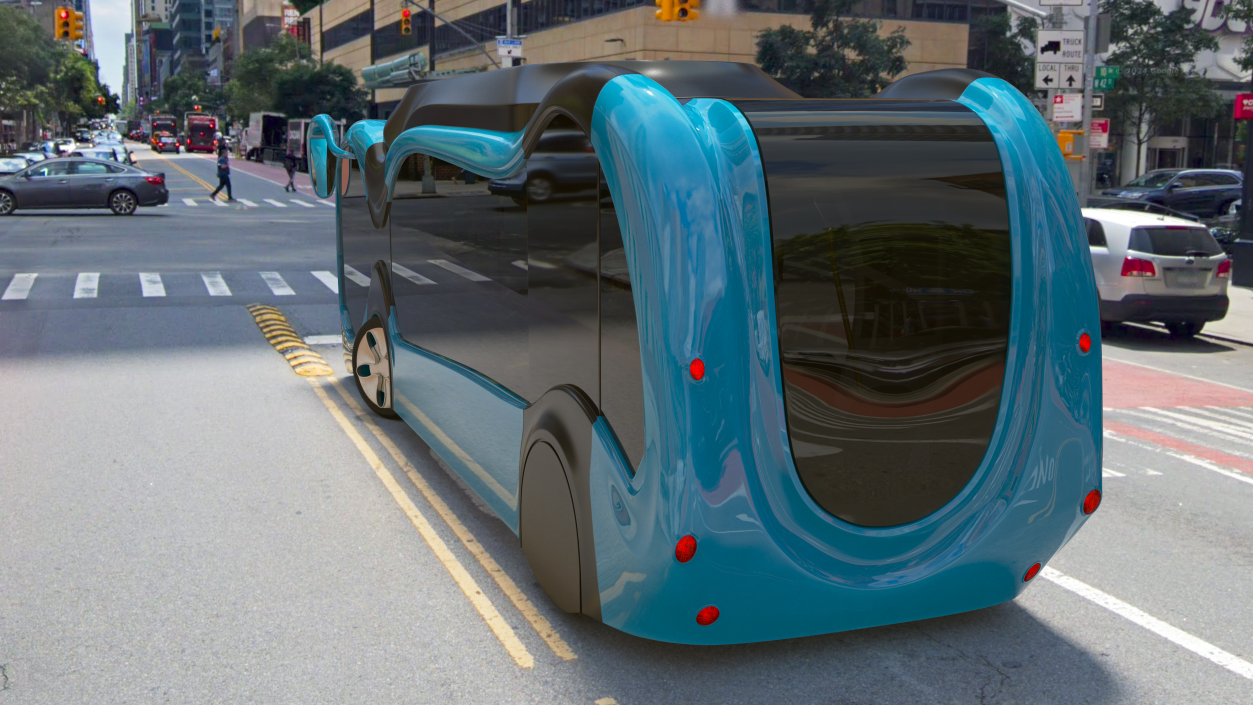 3D Futuristic Public Transportation Bus with Station Rigged