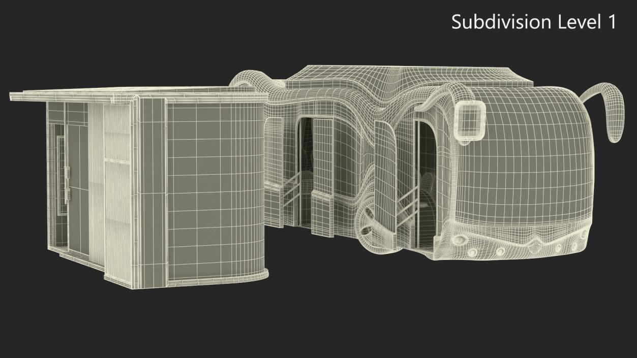 3D Futuristic Public Transportation Bus with Station Rigged