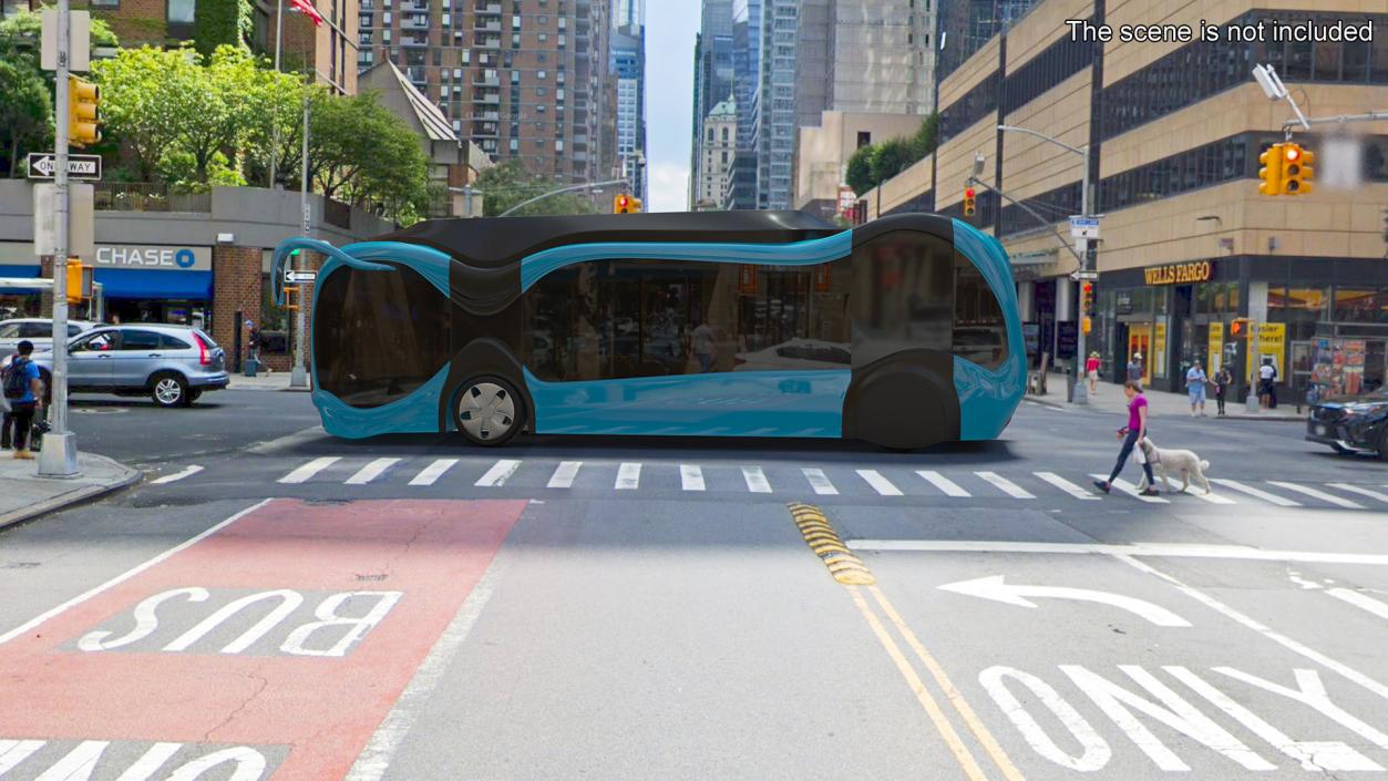 3D Futuristic Public Transportation Bus with Station Rigged