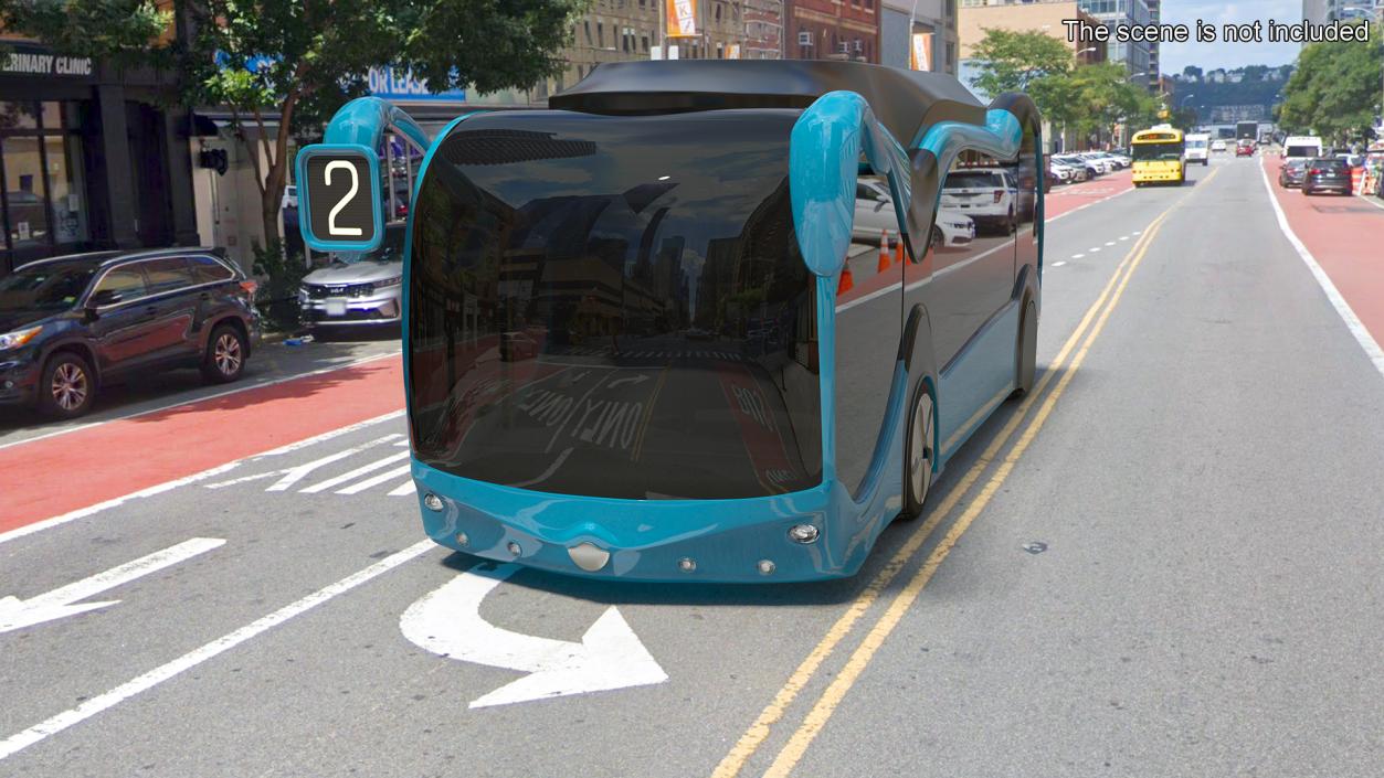 3D Futuristic Public Transportation Bus with Station Rigged