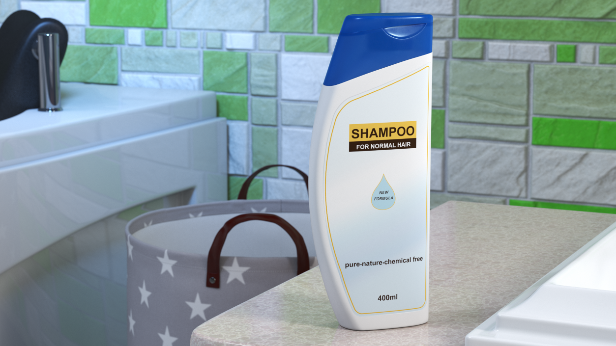 3D Shampoo Bottle Curved Shape 400ml model