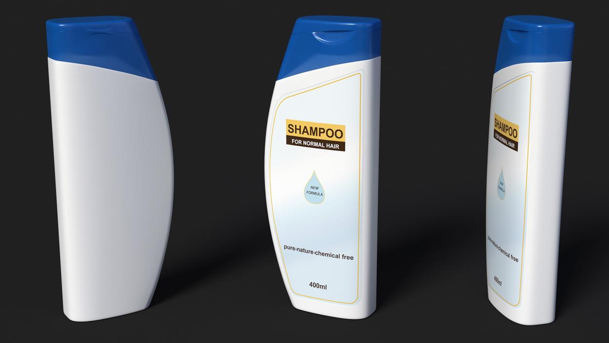 3D Shampoo Bottle Curved Shape 400ml model