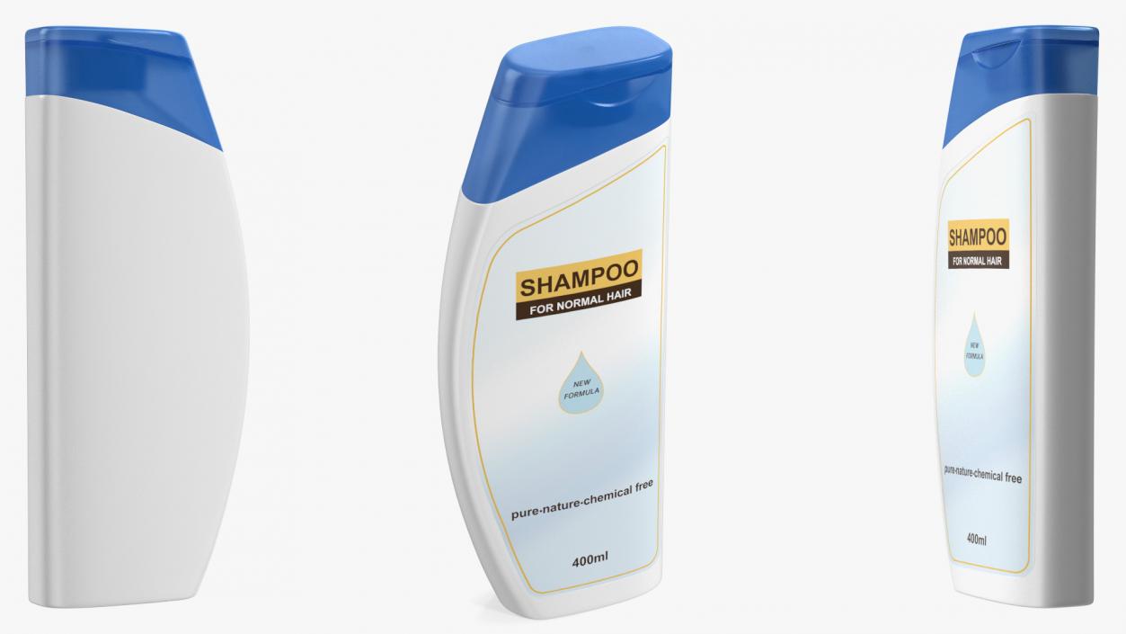 3D Shampoo Bottle Curved Shape 400ml model