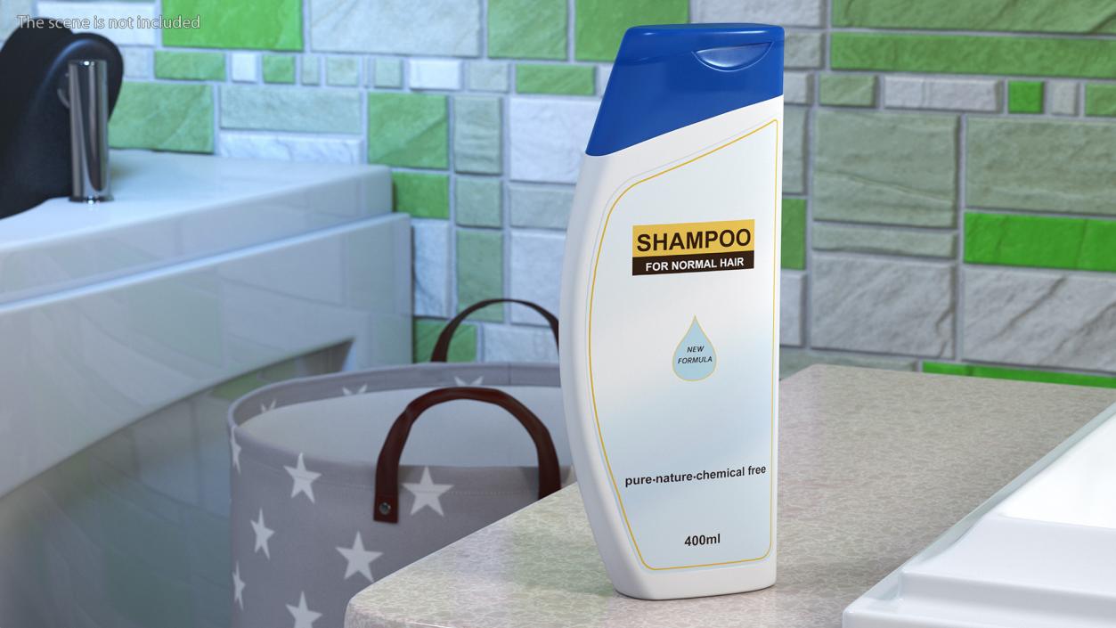 3D Shampoo Bottle Curved Shape 400ml model