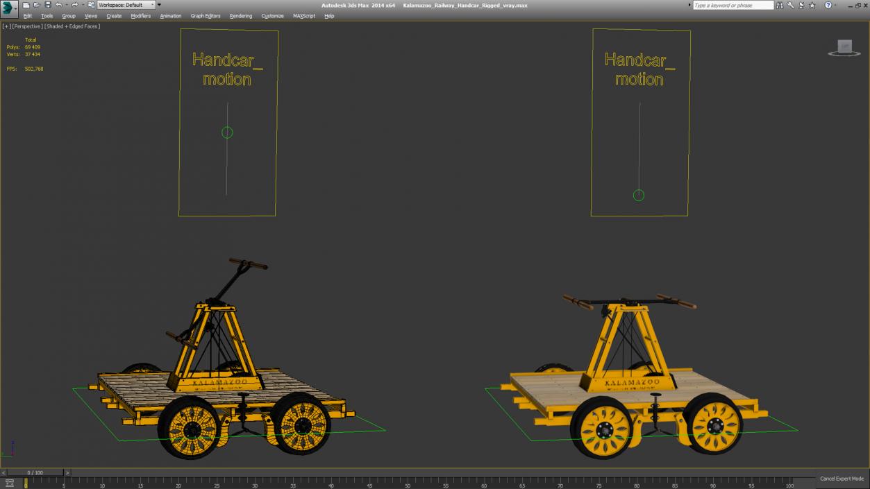 Kalamazoo Railway Handcar Rigged 3D