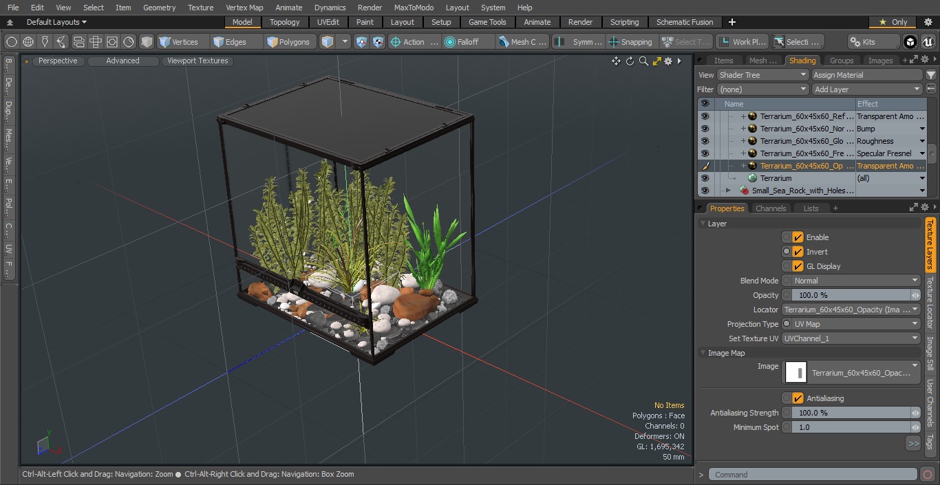 Big Terrarium with Tropic Plants 3D