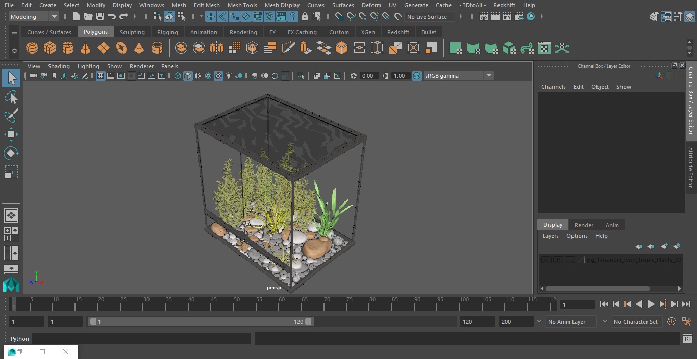 Big Terrarium with Tropic Plants 3D