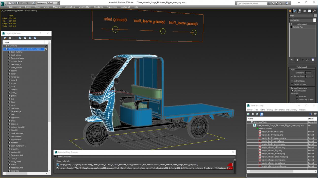 3D model Three Wheeler Cargo Rickshaw Rigged