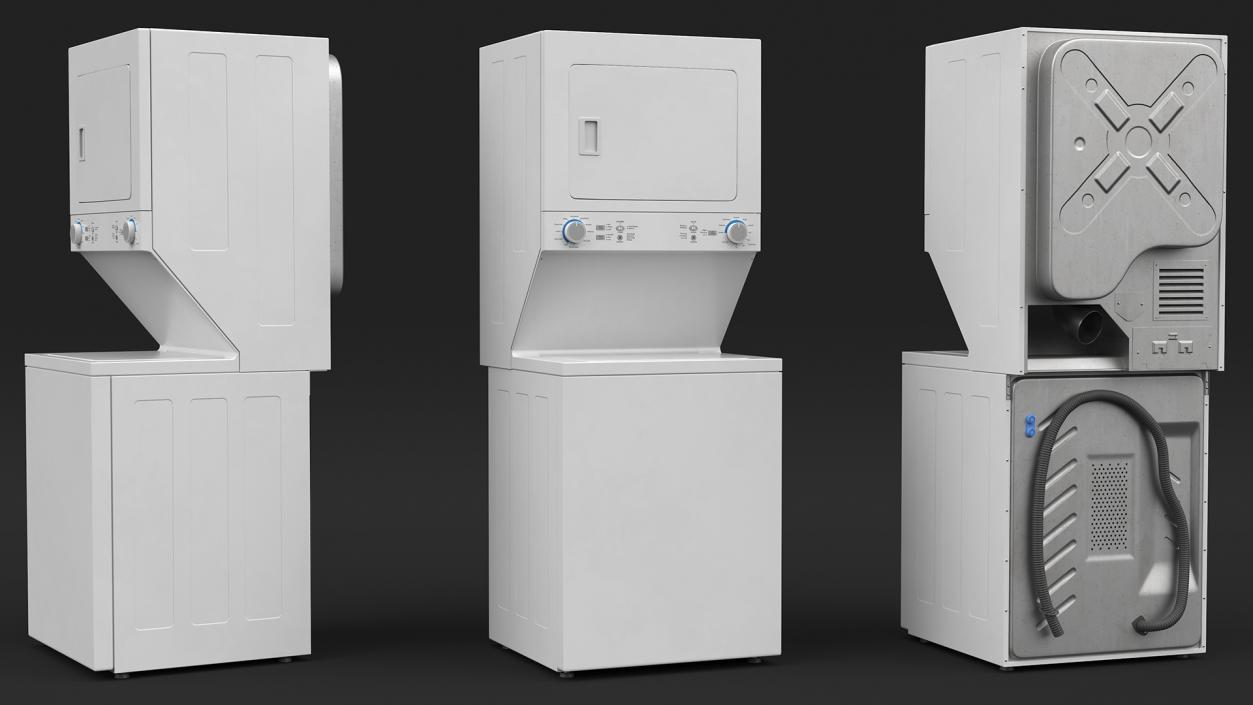 3D Stacked Washer Dryer Laundry Center White