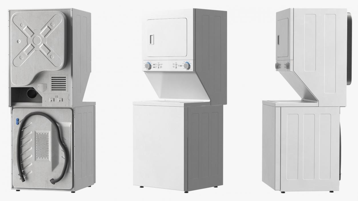 3D Stacked Washer Dryer Laundry Center White