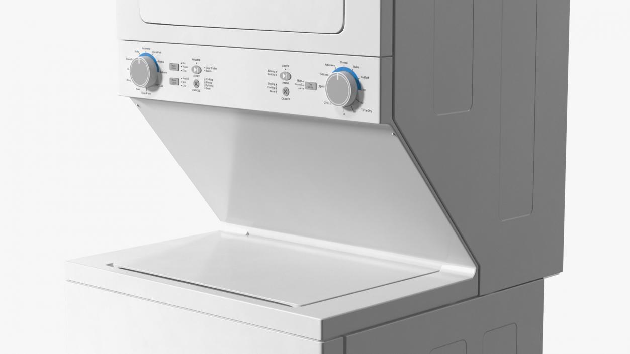 3D Stacked Washer Dryer Laundry Center White