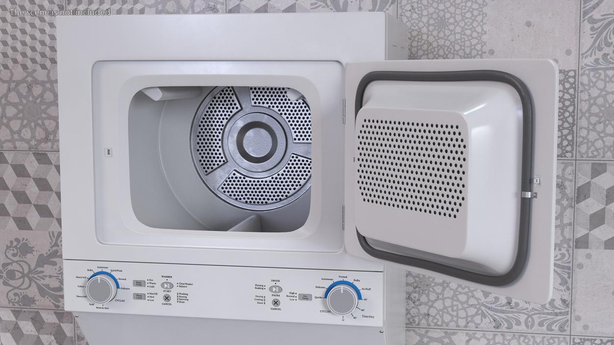 3D Stacked Washer Dryer Laundry Center White