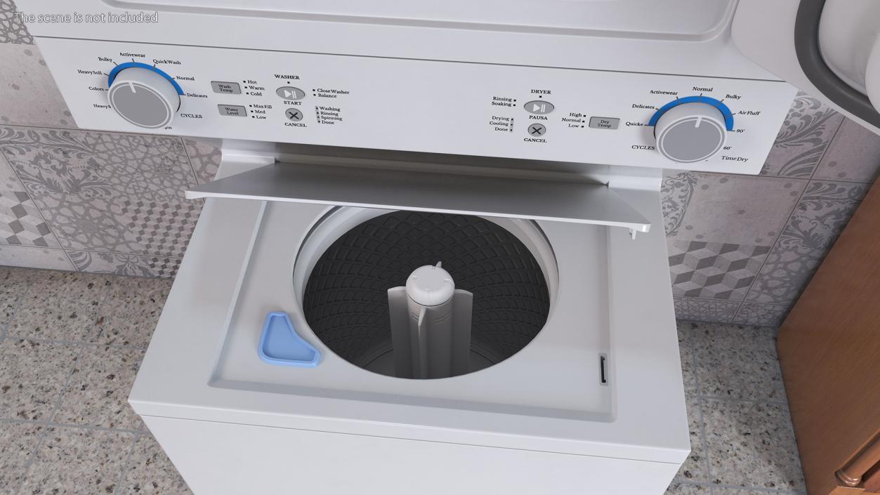 3D Stacked Washer Dryer Laundry Center White