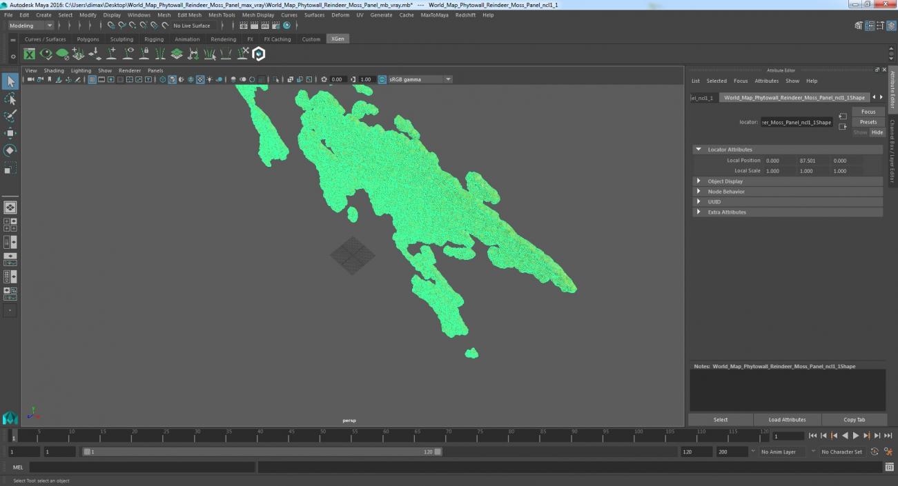 World Map Phytowall Reindeer Moss Panel 3D model