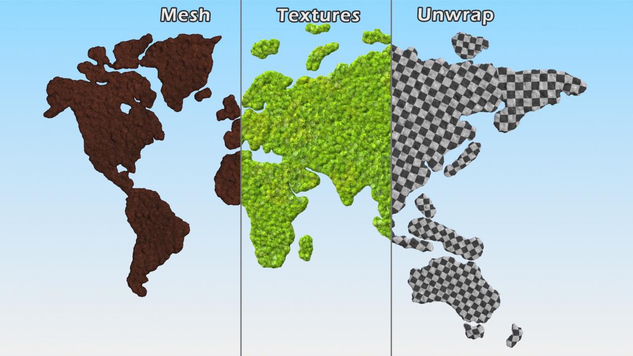 World Map Phytowall Reindeer Moss Panel 3D model