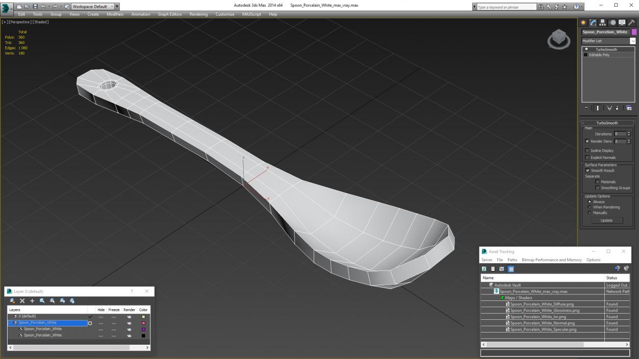 3D Spoon Porcelain White