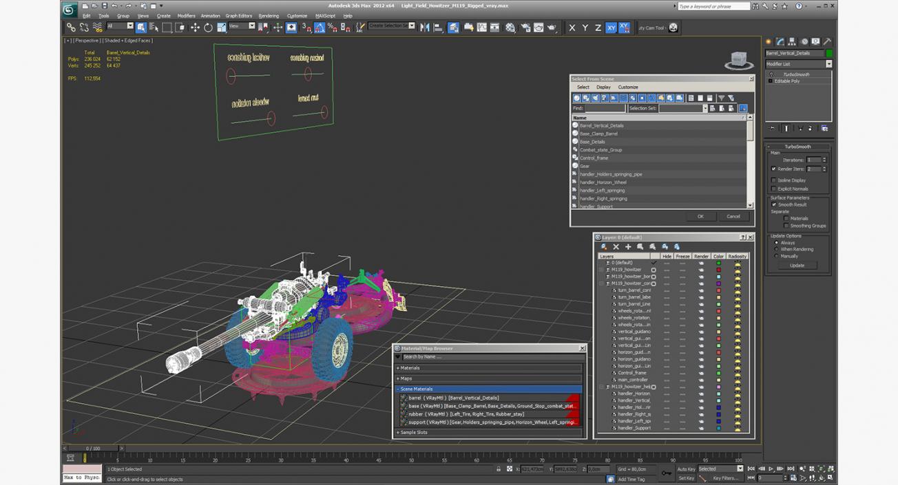 Light Field Howitzer M119 Rigged 3D