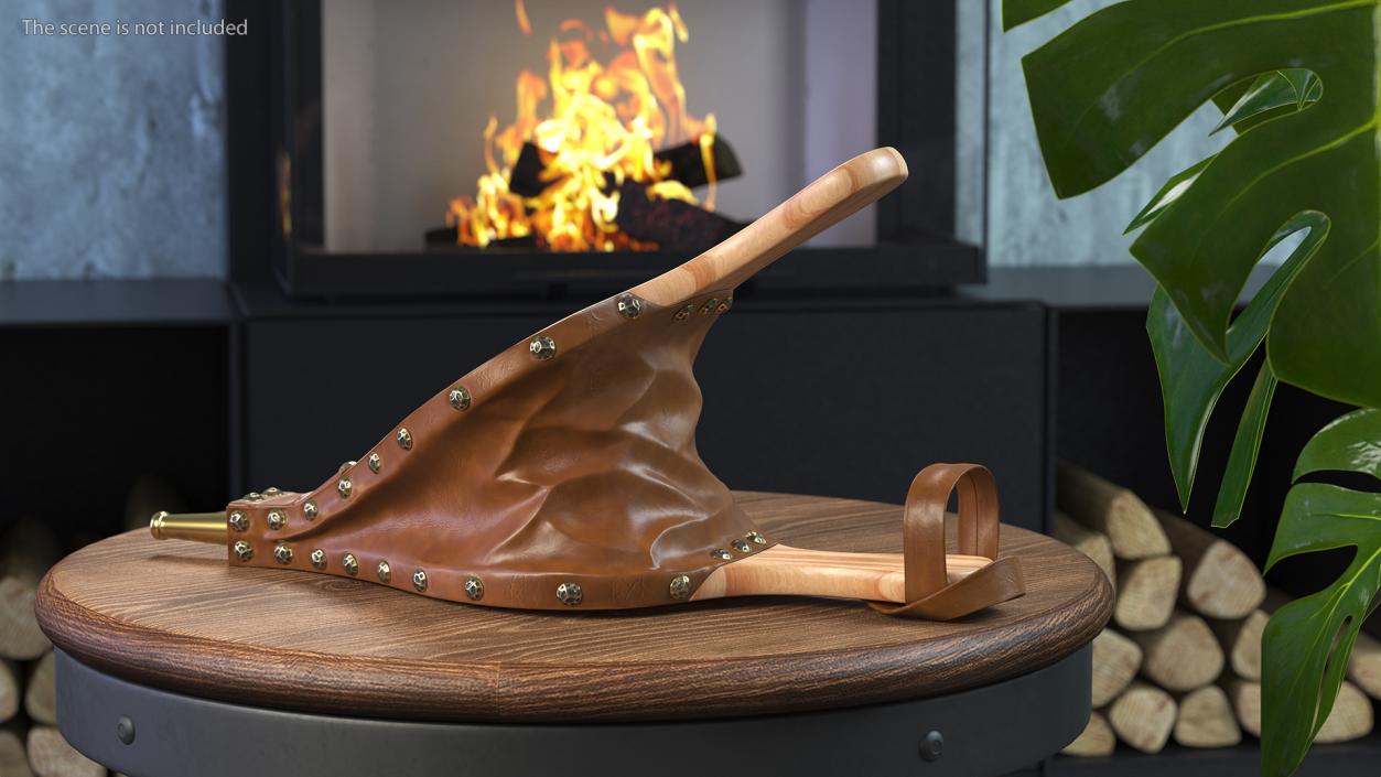 3D Brown Wood Fireplace Bellows model