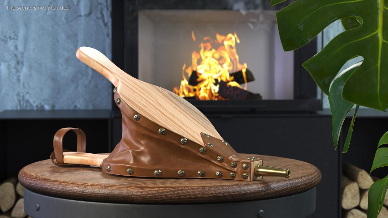 3D Brown Wood Fireplace Bellows model