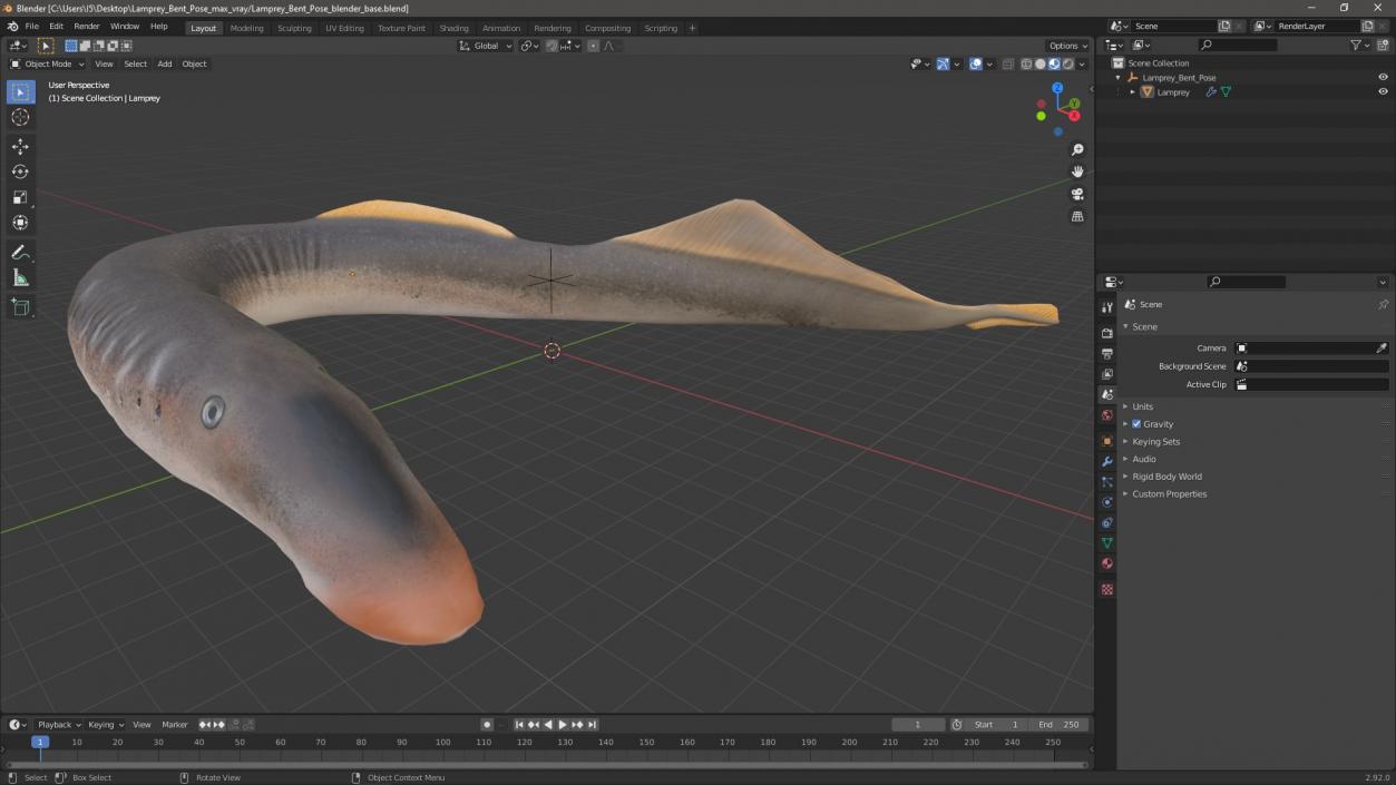 Lamprey Bent Pose 3D