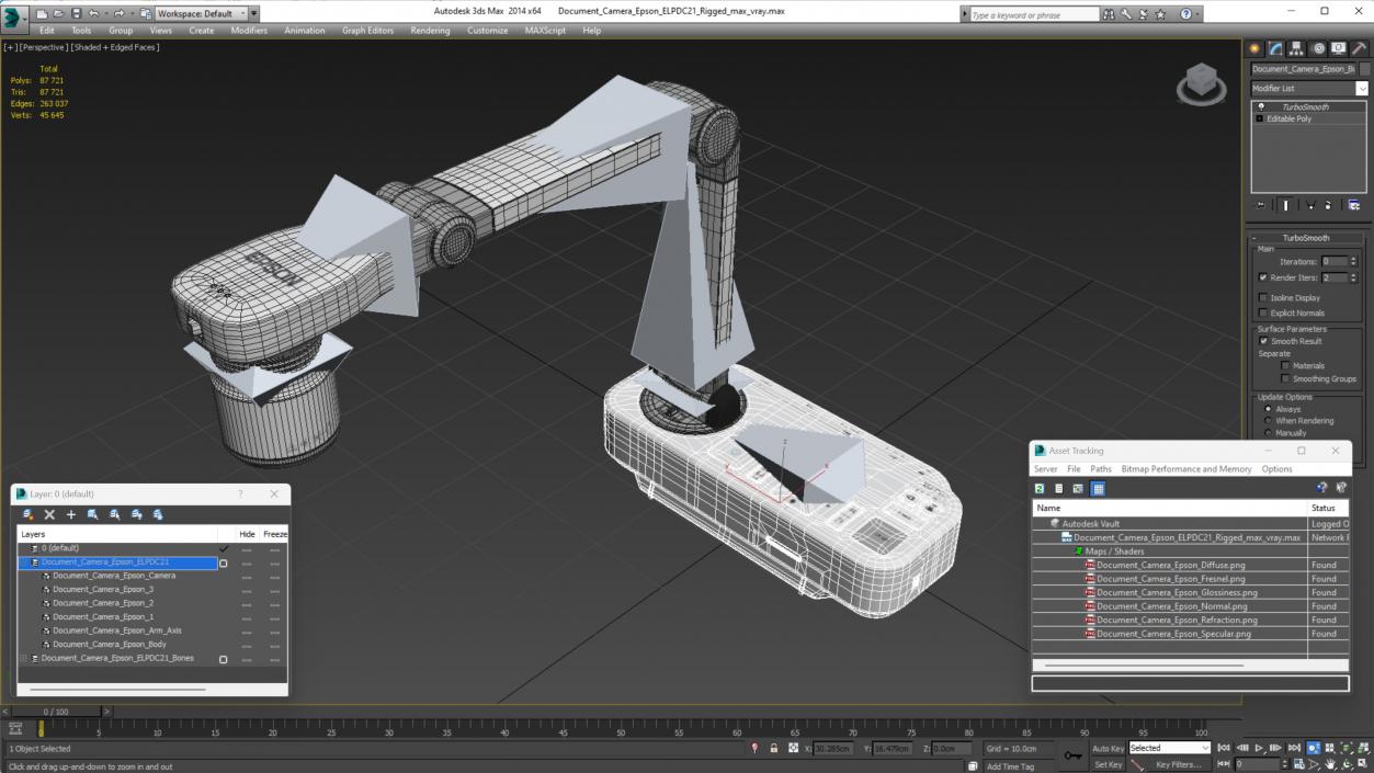 3D model Document Camera Epson ELPDC21 Rigged for Cinema 4D