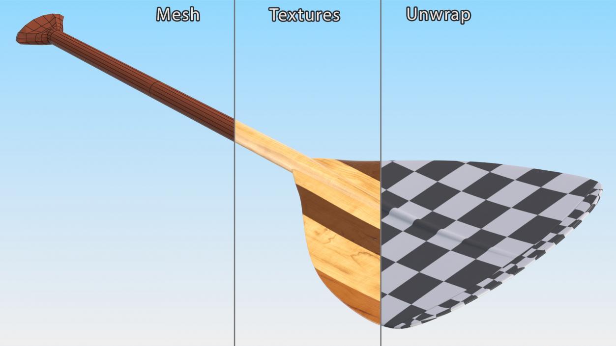 Wood Canoe Paddle 3D