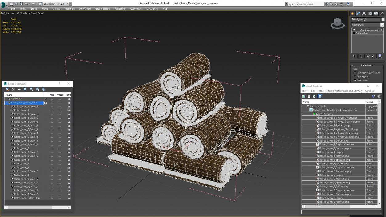 Rolled Lawn Middle Stack 3D model