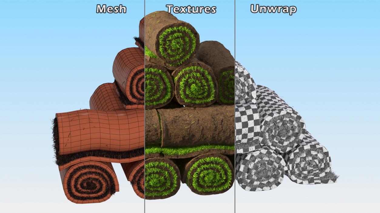 Rolled Lawn Middle Stack 3D model