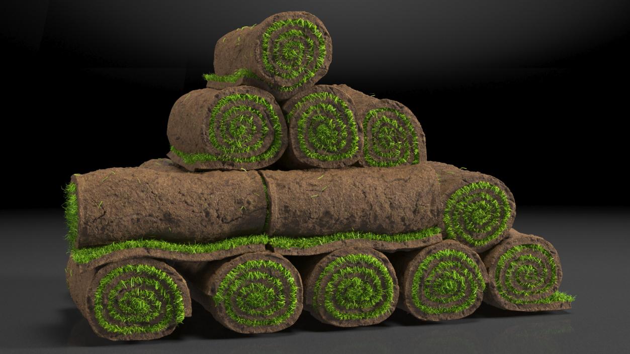 Rolled Lawn Middle Stack 3D model