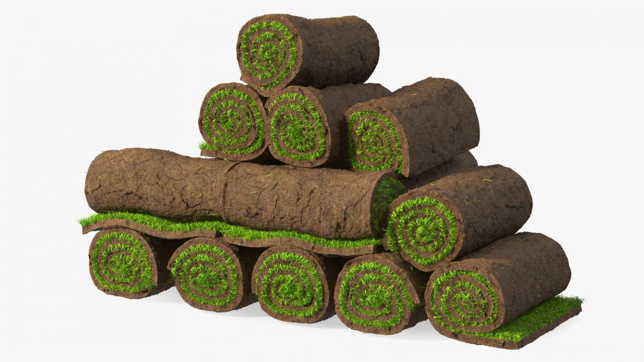 Rolled Lawn Middle Stack 3D model