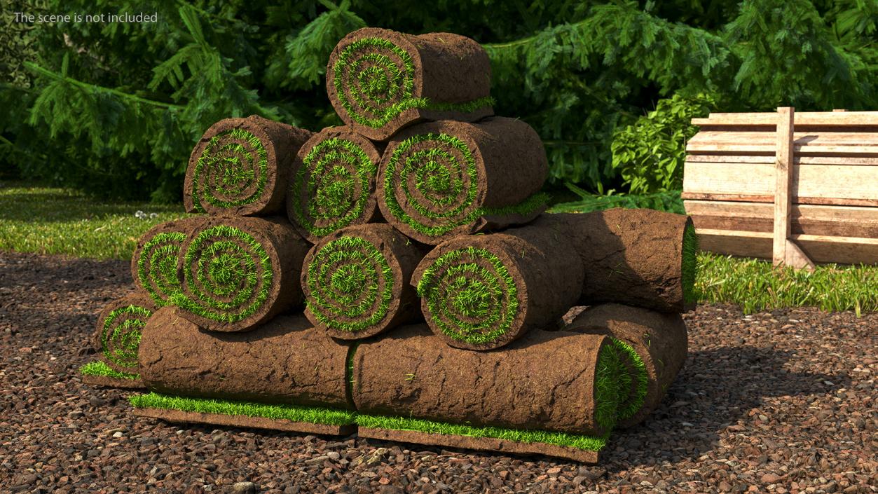 Rolled Lawn Middle Stack 3D model