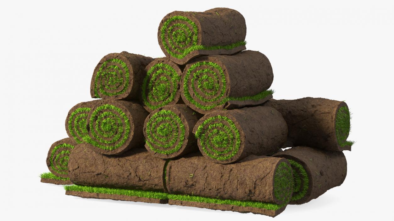 Rolled Lawn Middle Stack 3D model