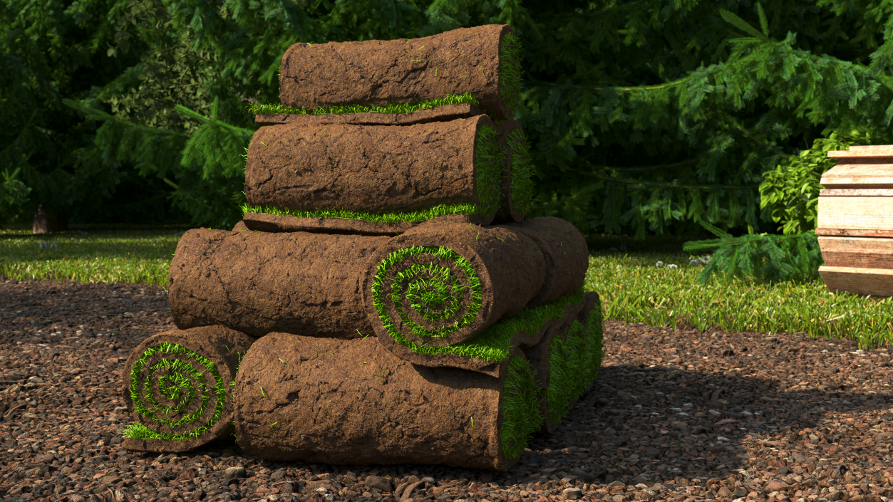 Rolled Lawn Middle Stack 3D model