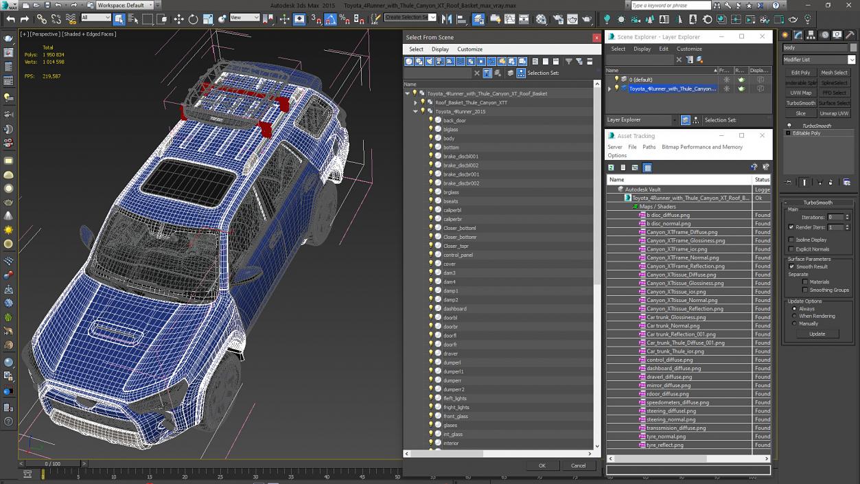 Toyota 4Runner with Thule Canyon XT Roof Basket 3D