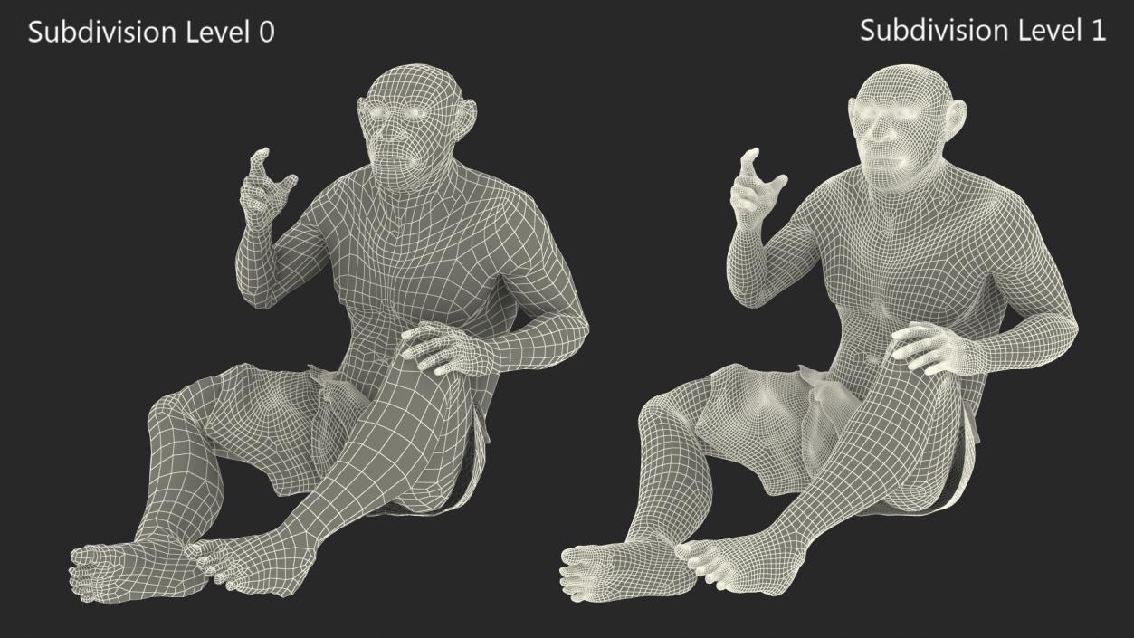 3D Sitting Neanderthal Fur model