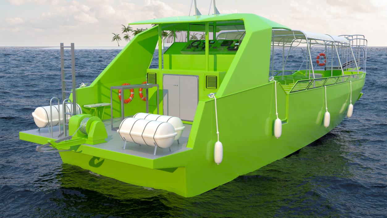 3D model Excursion Boat Green