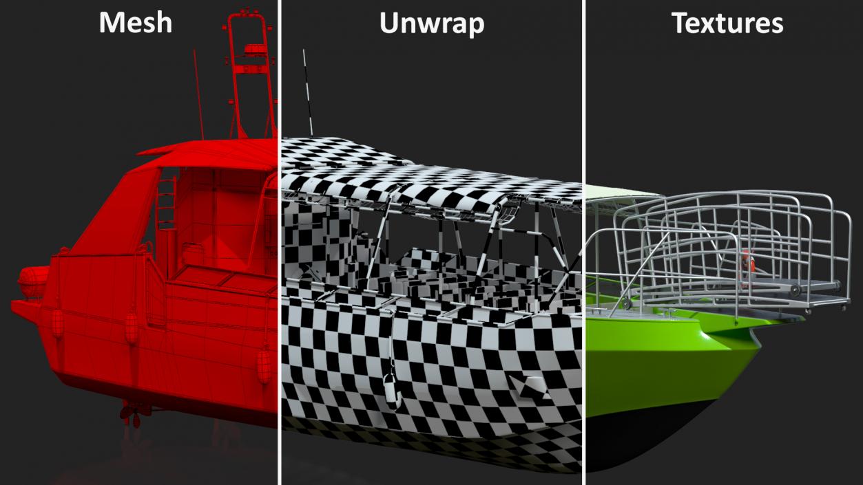 3D model Excursion Boat Green