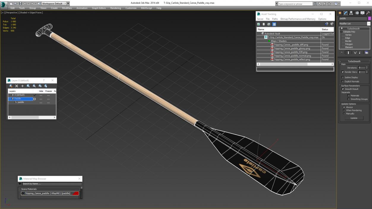 T-Grip Carlisle Standard Canoe Paddle 3D