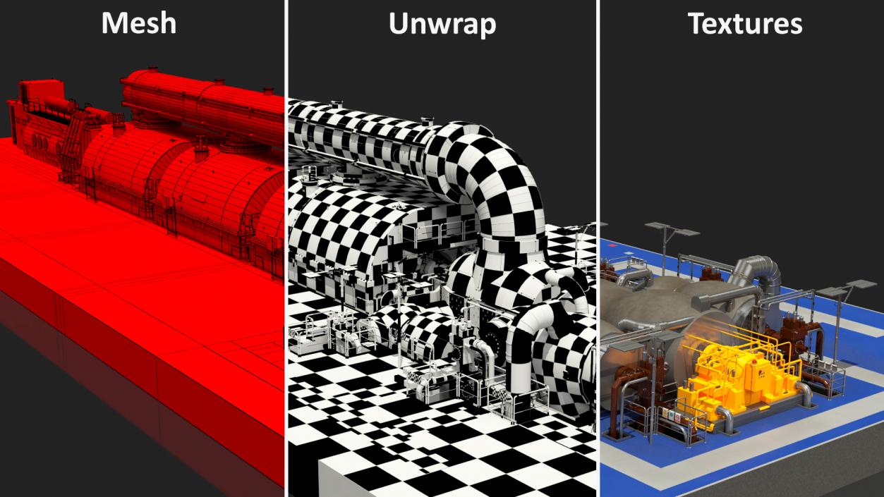 3D Siemens Steam Turbine Generator