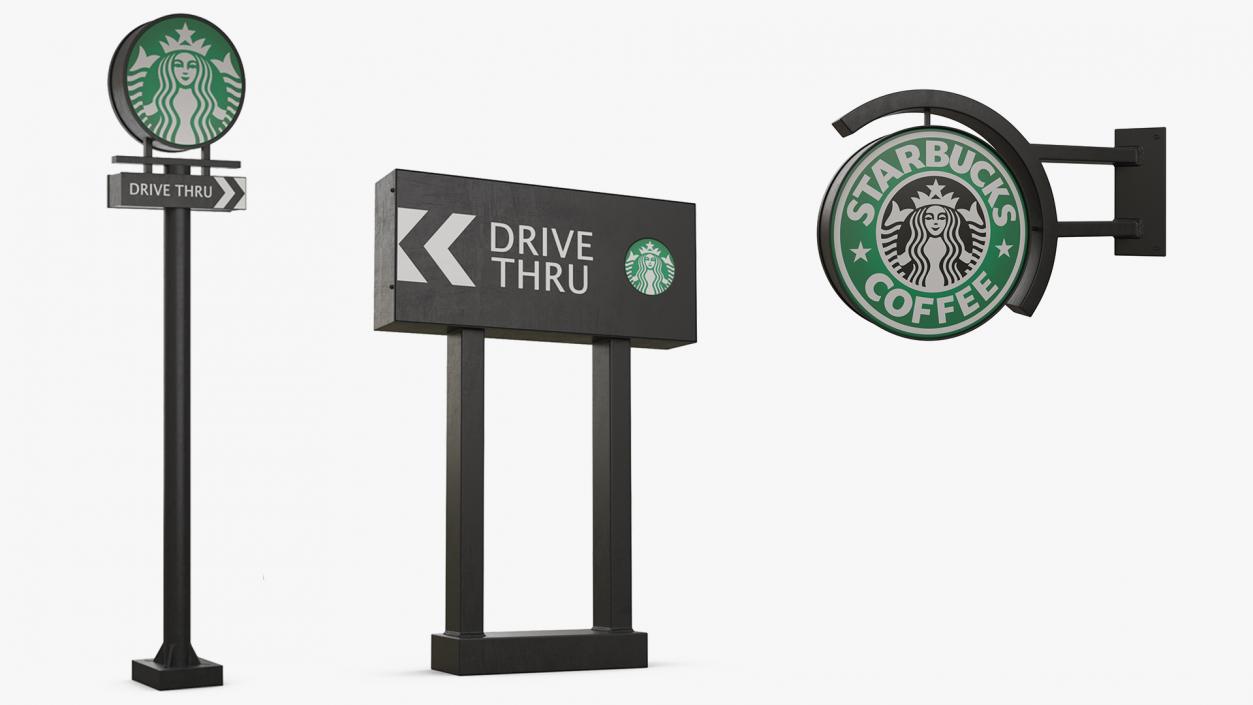 3D Starbucks Signs Collection