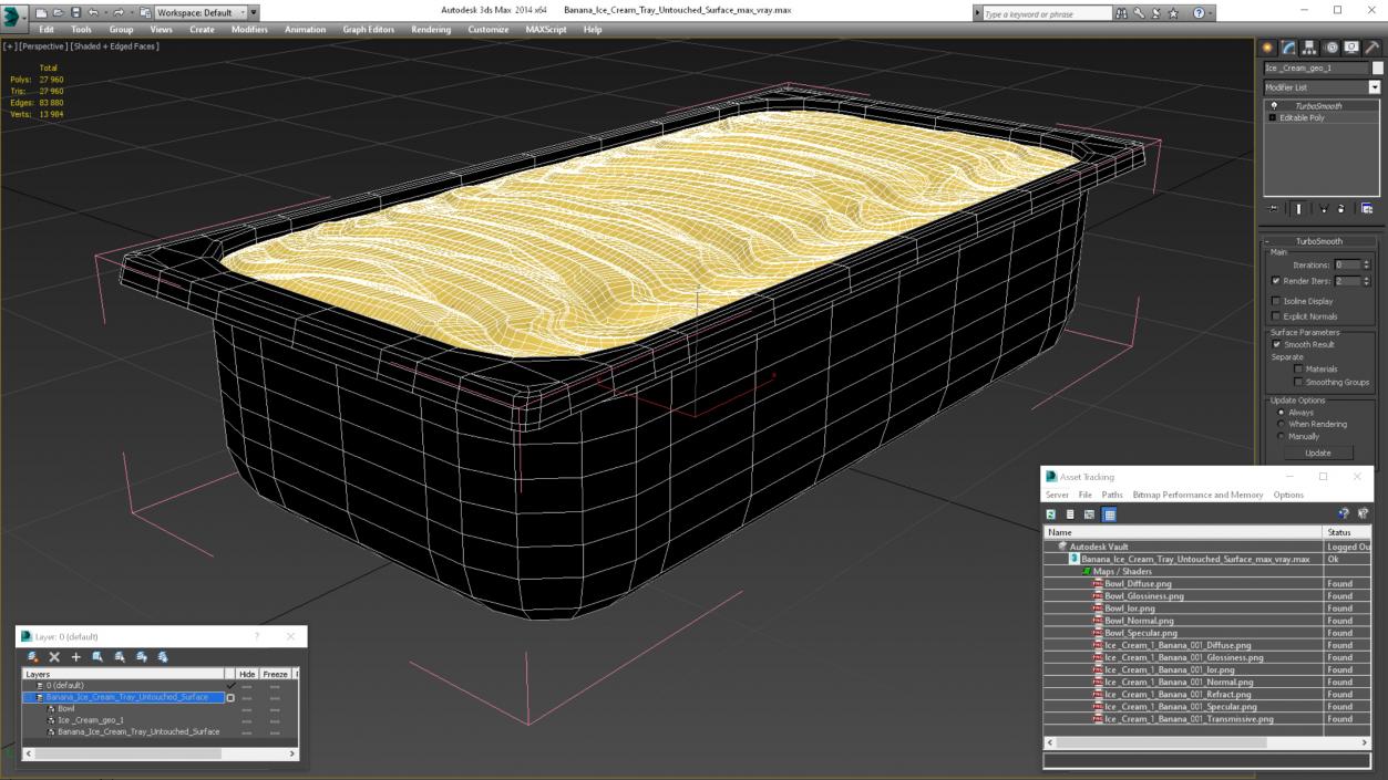 Banana Ice Cream Tray Untouched Surface 3D model