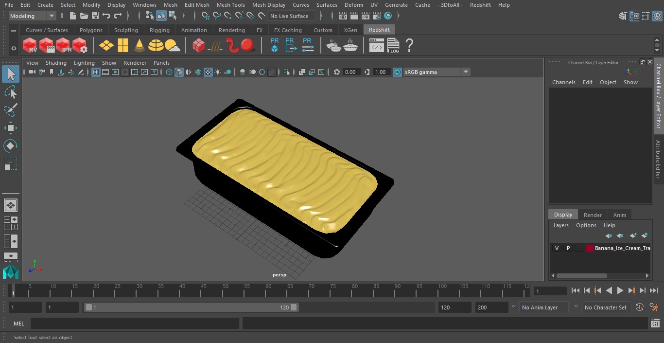 Banana Ice Cream Tray Untouched Surface 3D model