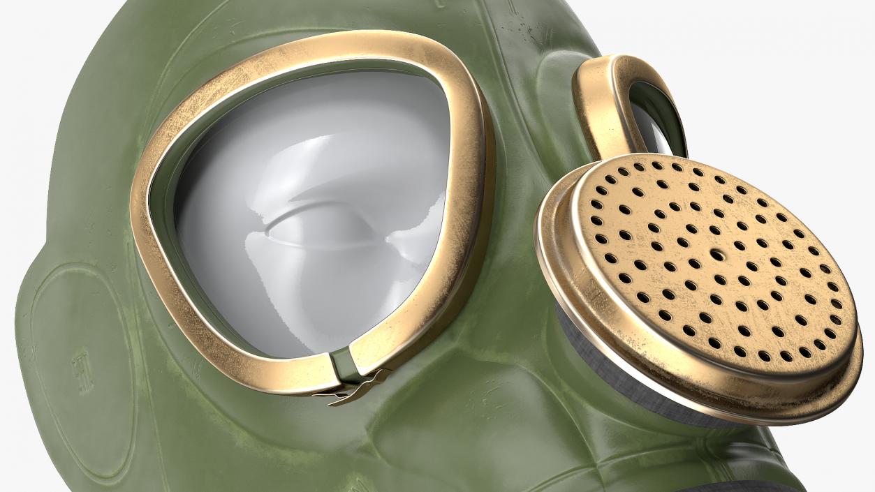 3D Green Gas Mask with Long Hose Rigged